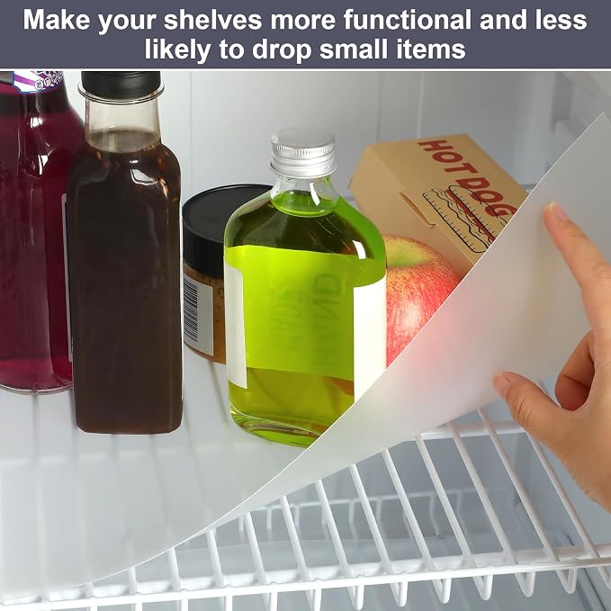 Barydat 8 Pcs Frosted Plastic Shelf Liner Waterproof Non Adhesive Shelf Mats for Wire Shelves Strength Wire Shelving Cover for Kitchen Shelving Unit Pantry Cabinet Storage (Clear,16 x 72 Inch)