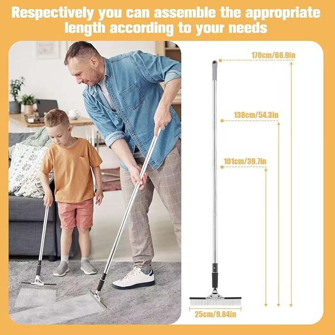 Big Carpet Rake with Long Handle, Making Carpets Fluffy Again, Clean Hair, Let Carpet Restore Softness(Iron, Black and Silver)