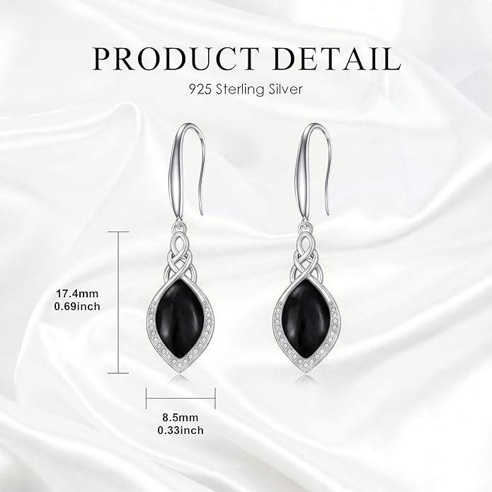 PELOVNY Celtic Knot Filigree Earrings for Women 925 Sterling Silver Moss Agate/Birthstone Infinity Earrings Birthday Christmas Jewelry Gifts for Mom Daughter Wife Sister