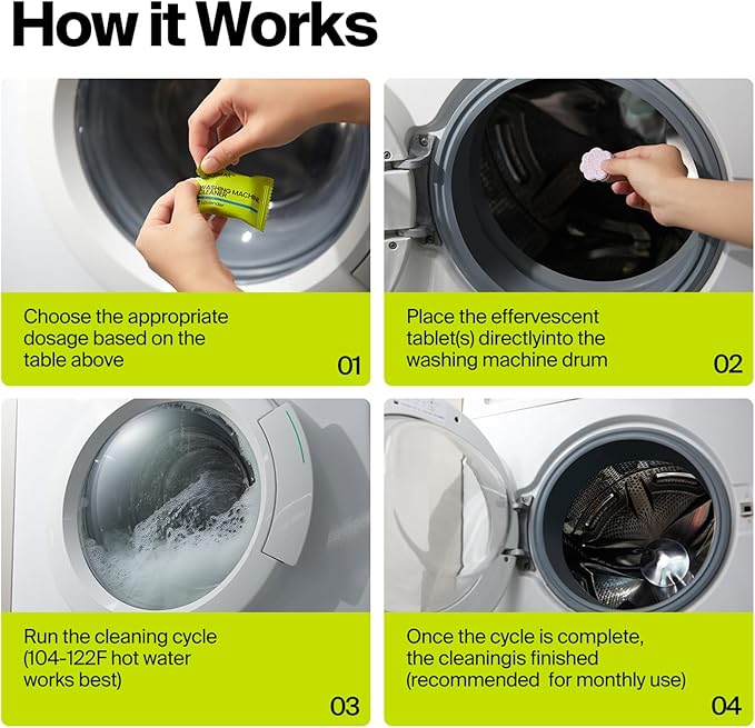 Washing Machine Cleaner Tablets 24 Count, Lavender Scent High Foaming Washer Deodorizer, 3-in-1 Clean Fresh Maintain for Front Load & Top Load, Deep Clean Drum & Tub, Septic Safe