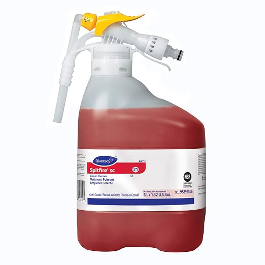 Diversey Spitfire SC 95892546 Liquid Power All-Purpose Cleaner, Heavy Duty Degreaser for Shops & Kitchens, Pine Scent, Ready-to-Dispense (RTD) Concentrate, 5-Liter