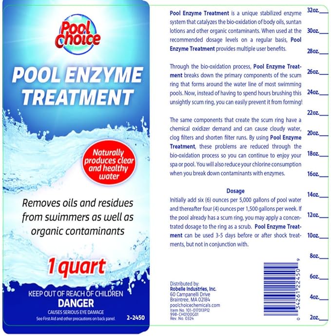 SpaChoice 1-Quart 2-Pack Premium Pool Enzyme Treatment, Pool Clarifier, Made in USA