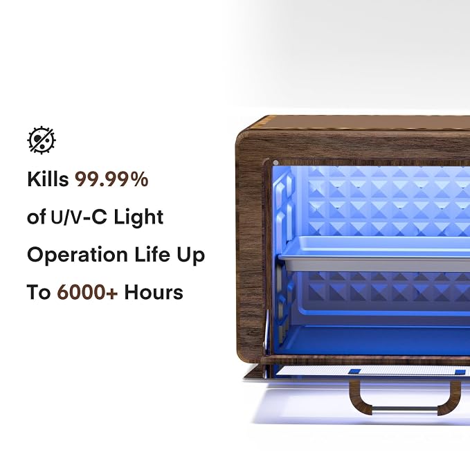 Yofuly Nail Tool Cleaner for Esthetician, 10L Large Capacity Hot Air Cleaning Cabinet for Nail Tools, Multi-Functional Storage Box for Home, Barbers, Beauty Salons, and Spas (Wood grain)