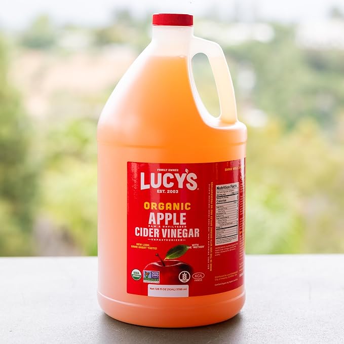 Lucy's Family Owned - GALLON SIZE, Organic, With the Mother, Apple Cider Vinegar, Unfiltered, Unpasteurized, NonGMO, and Raw