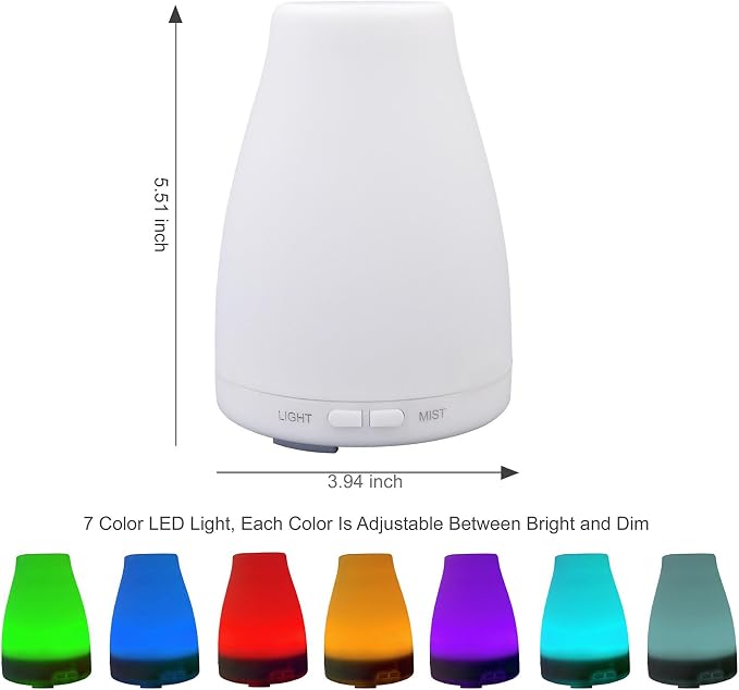 EcoGecko 4 Diffuser Units, Aromatherapy Essential Oil Diffuser, Aroma Oil Diffuser with Color Changing LED Lights