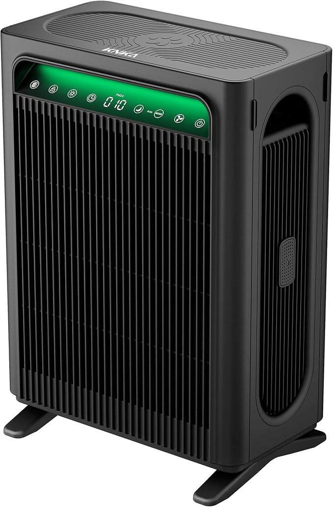KNKA Air Purifier for Home Bedroom Large Room Up to 1,695 Ft² in 1 Hr, HEPA Air Cleaner with Washable Pre-Filter, AHAM VERIFIDE, AQI Display, ECO Mode, Pet Mode for Pets, Dust, Pollen, APH4000, Black