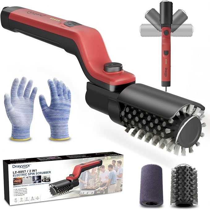 Electric Grill Brush, High Torque Grill Brush with 3-Speed Modes, 20kg Max Torque BBQ Cleaner Safe for Porcelain Cast Iron Stainless Steel, Reinforced Steel Bristles, Type-C Rechargeable