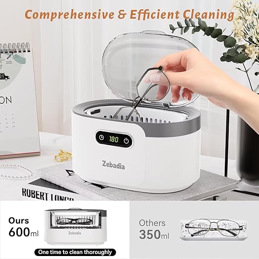 600ml Ultrasonic Jewelry Cleaner, Digital Timer, Deep Sonic Cleaning for Eyeglasses, Rings, Silver, Coins & Makeup Brushes