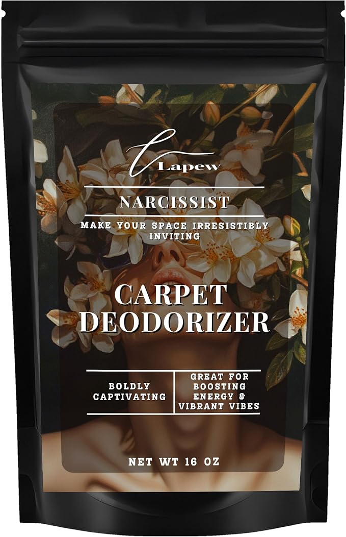 Lapew Narcissist Carpet Deodorizer Powder - Pet Safe Freshener for Vacuuming | Scented Odor Eliminator for Home | 16 oz