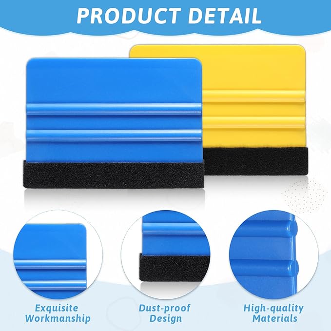 simarro 100Pcs Felt Squeegee for Vinyl Decal Tools, 4 Inch Car Window Windshield Glass Felt Edge Squeegee Vinyl Scraper Applicator Tool for Crafts Car Window Tint Wallpaper Glass Film Application