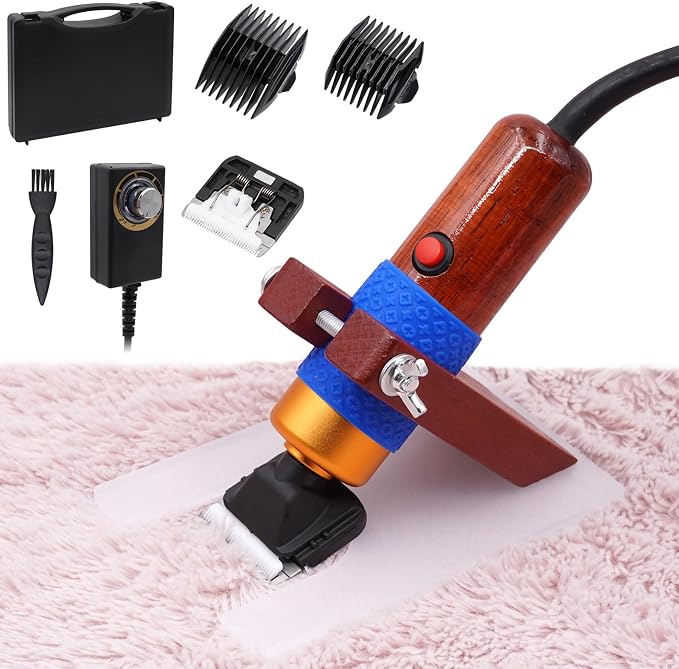 Carpet Trimmer with Shearing Guide, Rug Tufting Carver Clippers, Rug Shears Carpet Carving Tool Electric Speed Adjustable Low Noise for Clean Handmade Rug Keep Tufted Rug Surface Uniform, 200W