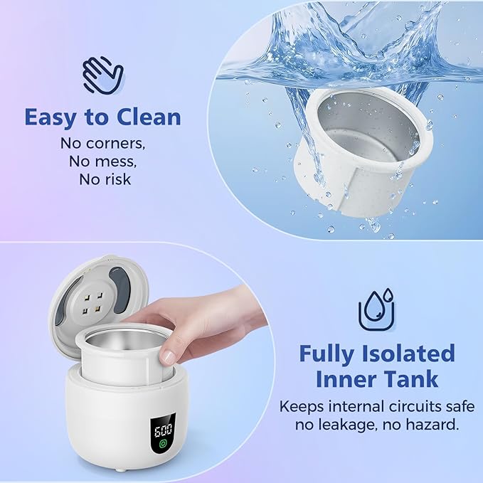 Waterproof Ultrasonic Retainer Cleaner Machine with 180ml Removable Water Tank – 45kHz Ultrasonic Cleaner for Mouth Guards, Jewelry, and Retainer Cleaner– Digital Timer, Smart Pause, Quiet to 30dB