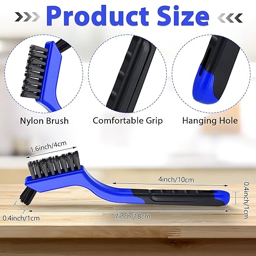 Reallnaive 50 Pcs Nylon Cleaning Brushes Bulk 7 Inch Blue Nylon Brushes with Curved Handle Grip for Deep Cleaning Small Parts Rust Dirt Paint Scrubbing, Removal Surface in Hole