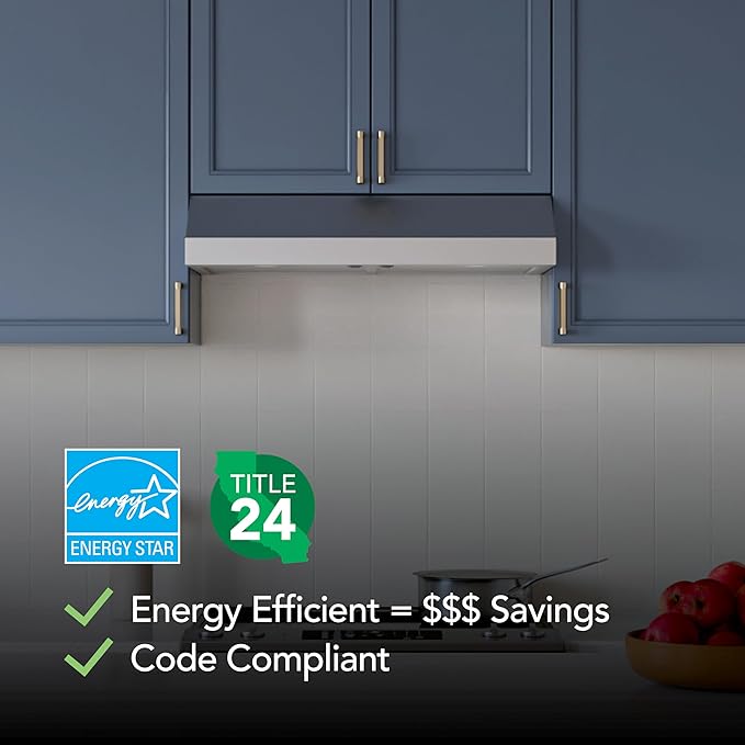 Broan-NuTone 30-Inch Stainless Steel Under Cabinet Range Hood- Trusted Quiet Power with 350 CFM, 1.5 Sones for Effective Everyday Kitchen Ventilation