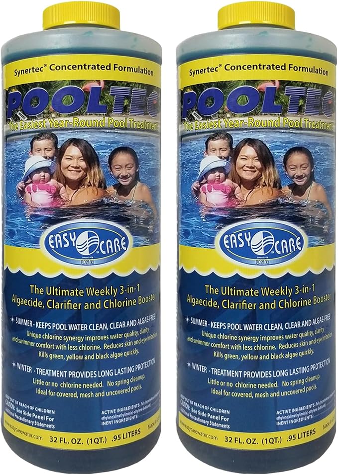 EASYCARE 30032 Pooltec Algaecide, Clarifier and Chlorine Salt Cell Booster (32 Fl. Oz 2-Pack)