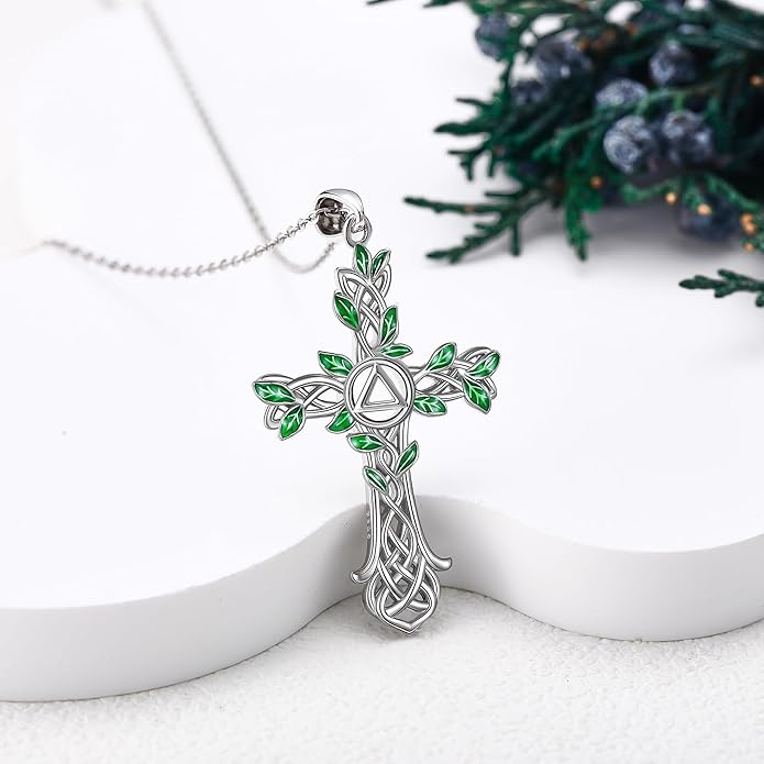 ONEFINITY Religious Cross Pendant Necklace Sterling Silver Origami Cross Pendant Gifts for Women Men Jewelry