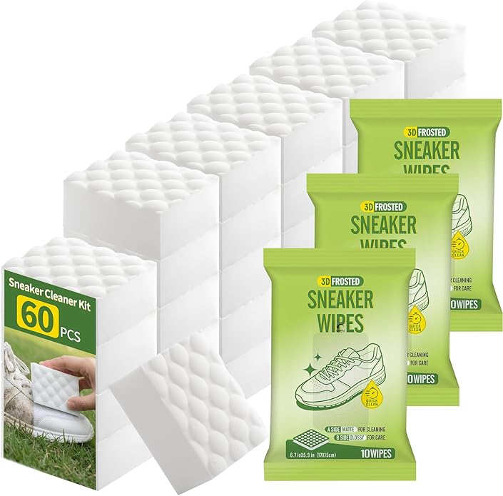 Creatyi Shoe Cleaner Sneaker Cleaner Kit Cleaning Sponge and 3D Sneaker Wipes for Sneakers
