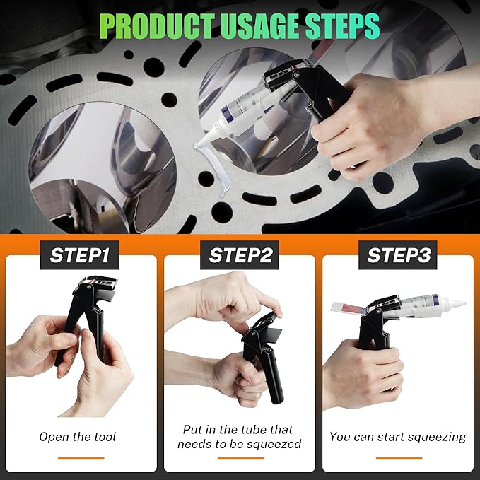 Professional Gasket & Sealant Tool Kit, 3-in-1 Carbide Scraper Set, Silicone Extrusion Dispenser and Oil Pan Separator for Automotive and Metal Surfaces