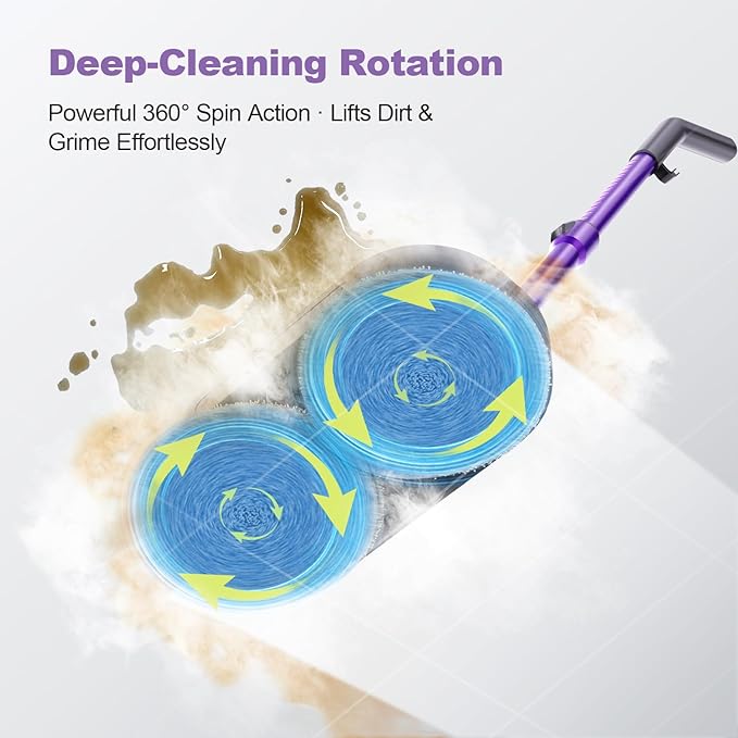 Scrubbing Steam Mop with Rotating Pads,All-in-One Spin Steam Cleaner for Floor Cleaning,Large Tank,23FT Cord, LED Headlights,Reusable Pads & Self-Standing,Safe for Hard Floor/Laminate/Marble