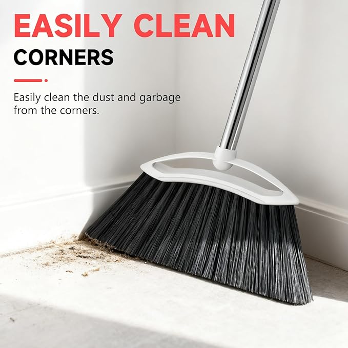 Heavy Duty Broom & Disposable Toilet Brush, 14 Refills Toilet Bowl Cleaner Wand, Toilet Cleaner Brush Toilet Cleaning System for Bathroom Cleaning (Black)