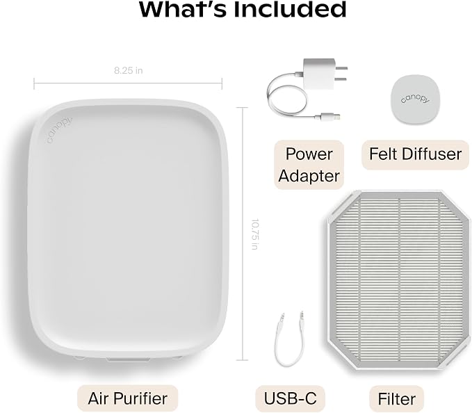 Canopy Bedside Air Purifier | Up To 99.97%* HEPA-13 Filtration | Remove Dust, Pollen & Pet Dander | Night Light & White Noise | Air Quality Sensor | Quiet Fan for Sleep | Filter & Adapter Included