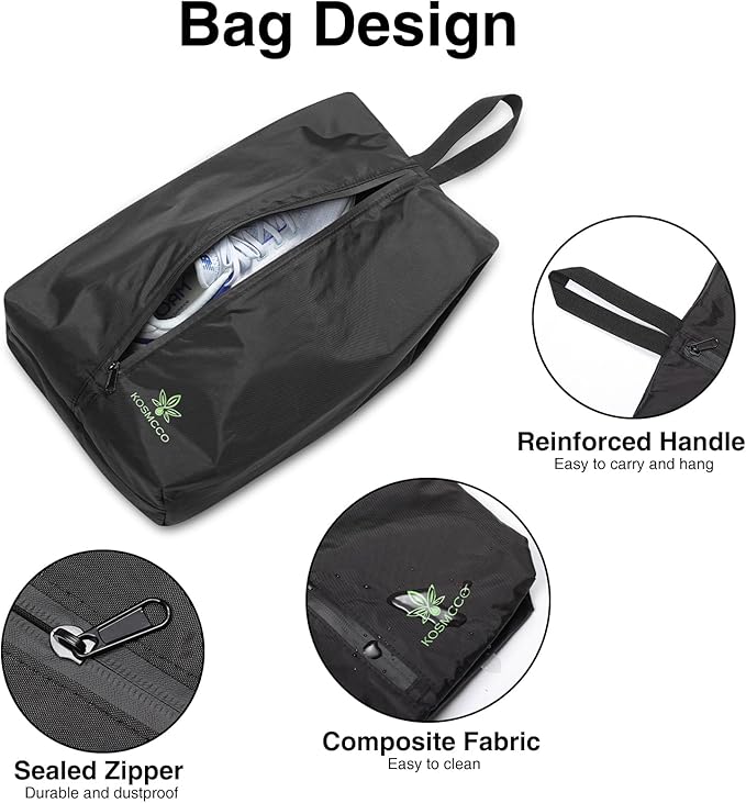 KOSMCCO 2Pcs Smell Proof Cleat Bag - Athletic Soccer & Golf Shoe Bag for Smelly Cleats and Gym Shoes | Durable, Water-Resistant, and Easy to Clean