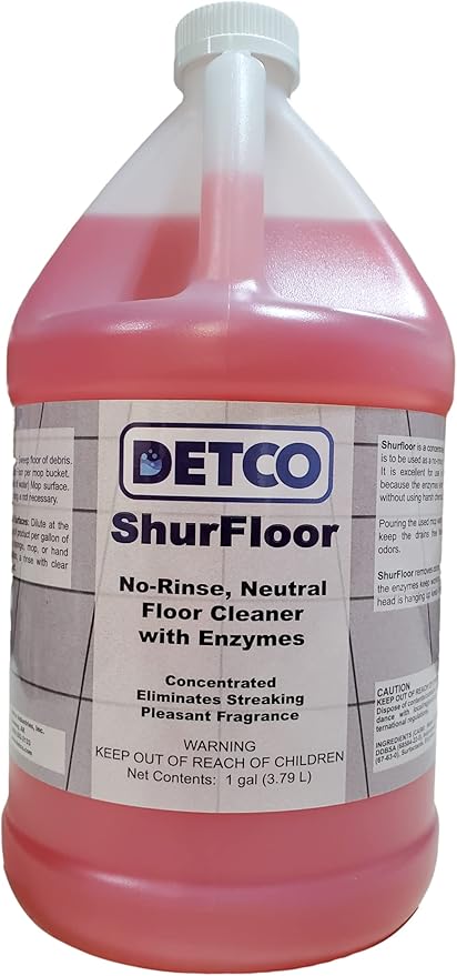ShurFloor - Professional Strength & Industrial Grade Floor, Drains, & Mop Head Cleaner & Odor Eliminator, 2oz Per Gallon of Hot Water, Daily No Rinse Cleaner with 4 Different Enzymes, 1 Gallon