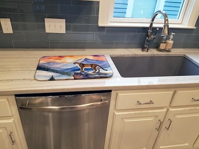 Caroline's Treasures Mountain Majesty Lion Dish Drying Mat Absorbent Dish Drying Mat Pad for Kitchen Counter Dish Drainer Mat for Countertop, 14 x 21", Multicolor