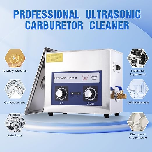 6.5L Ultrasonic Cleaner Machine with Heater Timer, 180W Stainless Steel Ultrasonic Washing Machine, 40KHz Sonic Jewelry Glasses Parts Washer for Jewelry Eyeglasses Tools Parts
