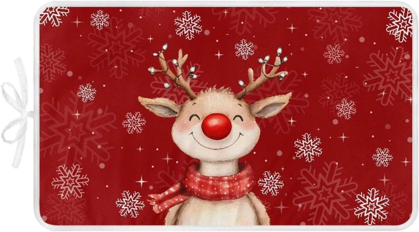 Red Ironing Pad Christmas Ironing Blanket Thick Travel Iron Pad Heat Resistant Ironing Board Cover for Table Top, Washer, Dryer,32 x 16 Inch Deer Ironing Mats