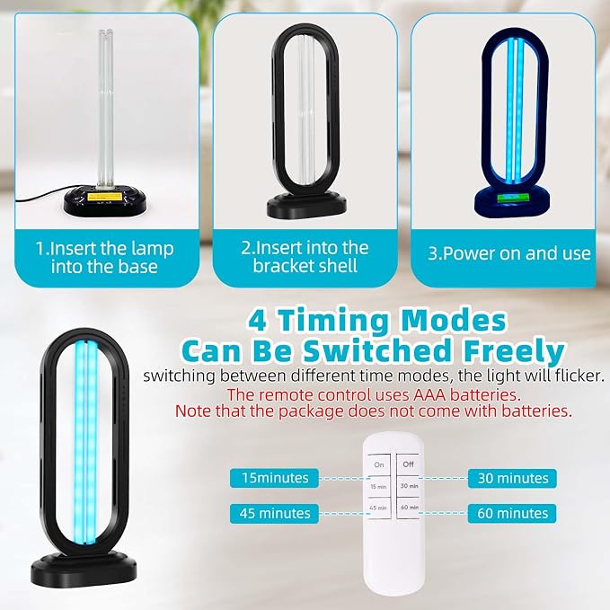 Feefir UV Light Sanitizer,UVC Home Disinfection Device 4-Speed Timing and Remote Control,UVO Light,UV Lamp for Whole Room