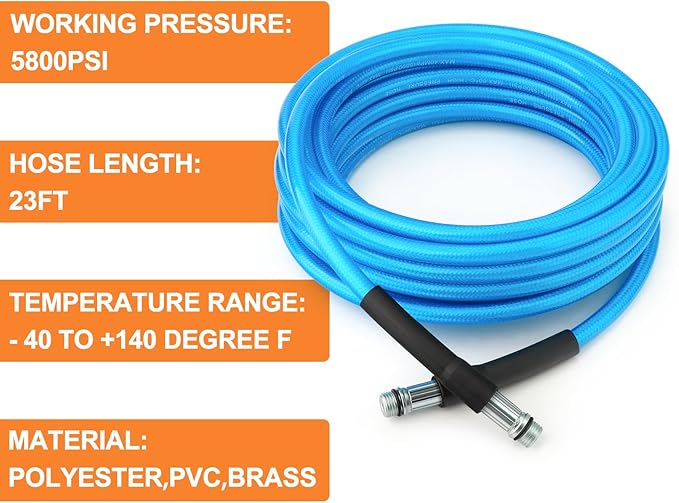 GASHER 23feet Home Dryer Vent Duct Cleaning Kit, 2 Jetter Nozzle, 1/4" NPT Ball Valve, 1/4" NPT Air Plug, 1/4"NPT Reducer Adapter