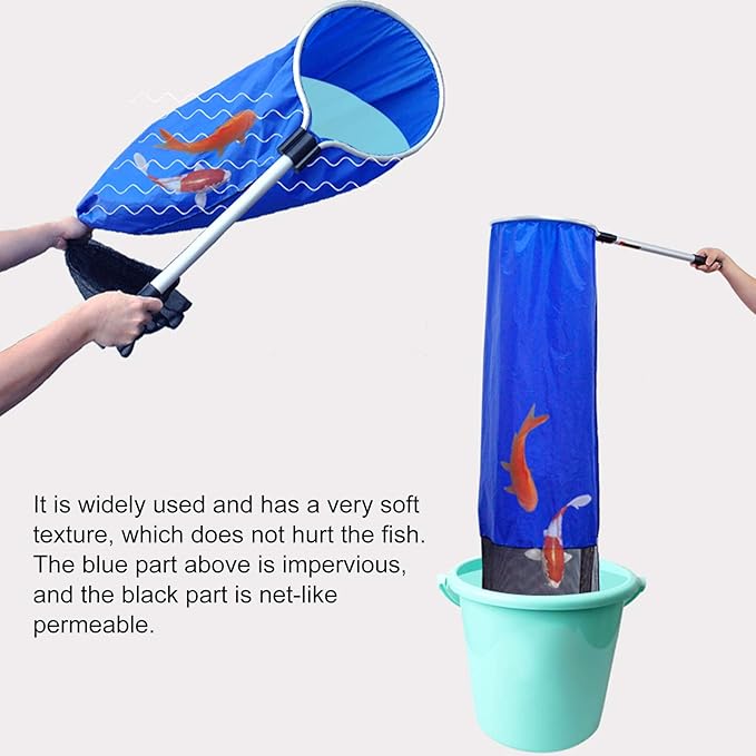 Aquarium Fish Net, Soft Fish Transfer Net Long Koi Tansfer Mesh Basket with 20-inch Long Handle for Medium Large Fish Spawning, Breeding, Care & Transfer(Diameter 35CM)