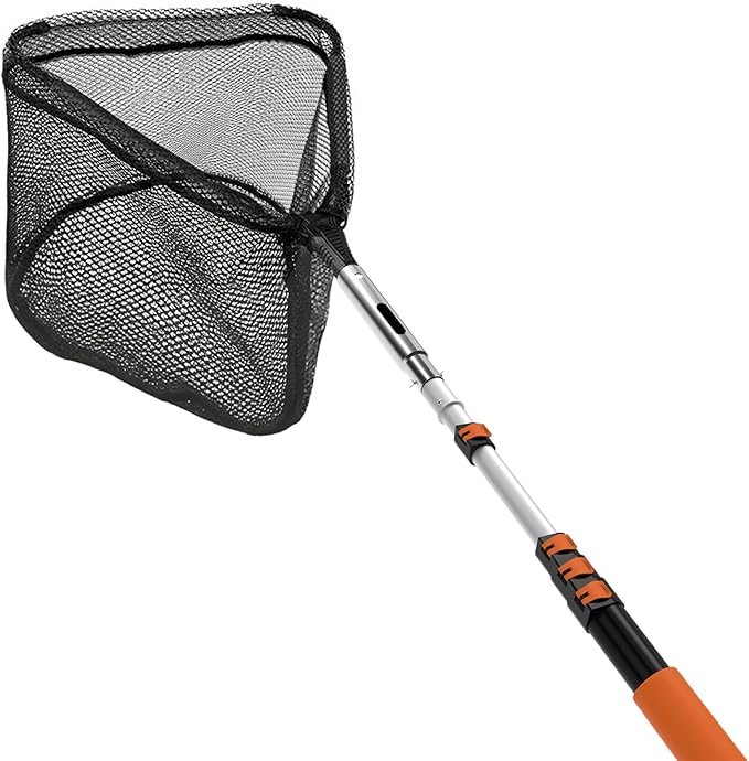 SISIUPASSIE 12FT Pool Skimmer Net with Pole, Foldable & Larger Capacity Pool Net for Cleaning, Telescopic Pool Pole Heavy Duty with Fine Mesh Pool Leaf Net for Above Ground & In-ground Pools