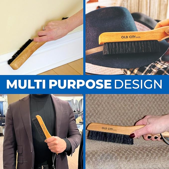 Clothes Brush Garment Brush-USA-Lint Brushes for Clothes, Lint Remover for Clothes 100% Boar Bristle Men's Wool Suit Brush, Suede, Furniture and Upholstery, Hat Brush