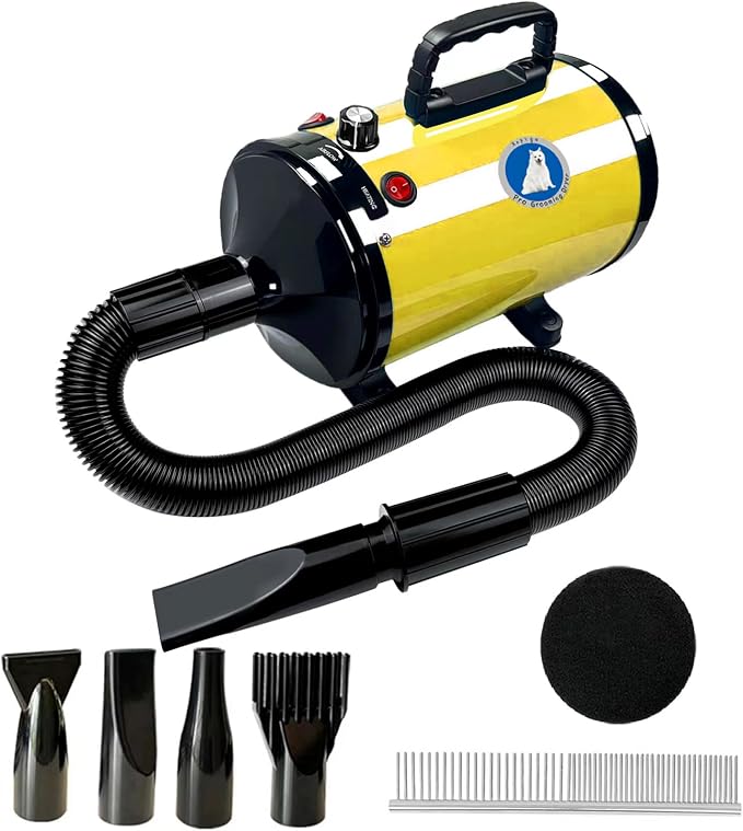 Dog Dryer,High Velocity Professional Dog Grooming Dryer,Adjustable Temperature and Speed with 4 Different Nozzles