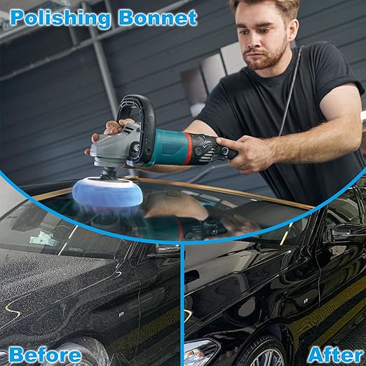 40 PCS Polishing Bonnet Pads,9 to 10 Inches Buffer Bonnets,Car Polisher Pad Bonnet,Buffing Pad Cover Waxers Bonnet,Mix Pack 24 Microfiber, 8 Non-Woven, 8 Woolen for Car Polisher