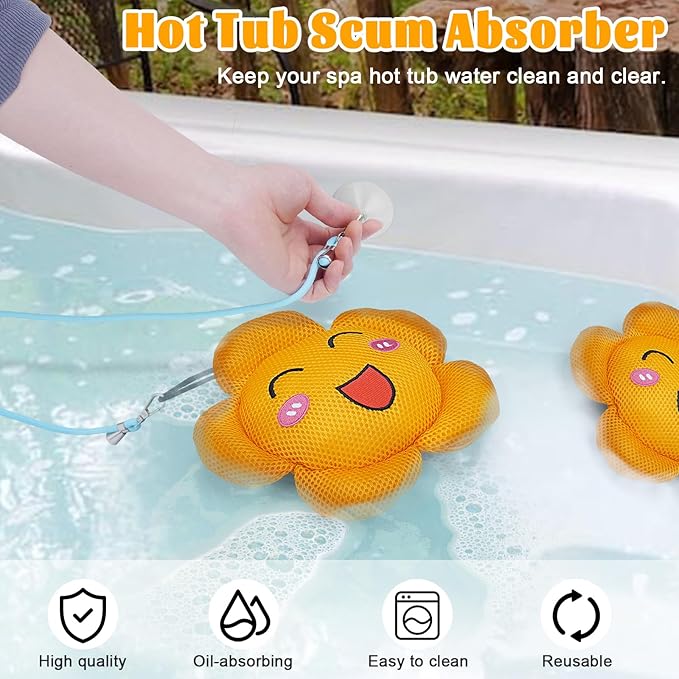 Hot Tub Scum Absorber 3 Pack Floating Scum Collector Spa Surface Waterline Cleaner Accessory Maintenance Sponge Reducing Scum Bubbles, Oil Absorbing Sponge for All Kinds of Hot Tub