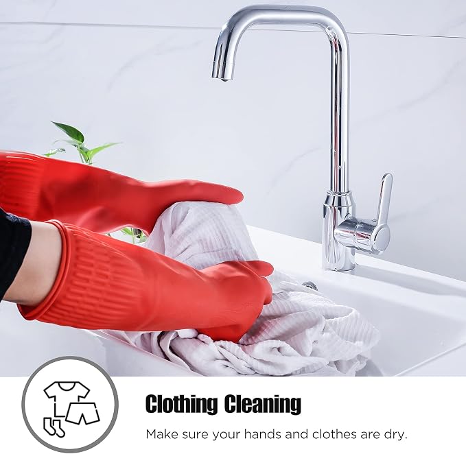 Rubber cleaning gloves 1 or 3 Pairs for kitchen,Cotton Lining,Dishwashing gloves long with lined,Reuseable.