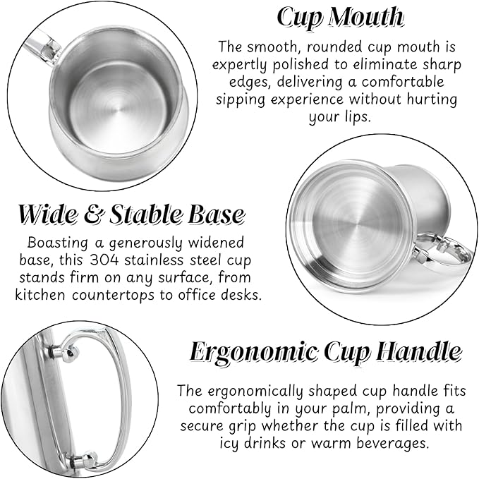 Goaste 2 Packs Tankard Style Beer Mugs, 20 OZ Double Walled Stainless Steel Beer Stein, Heat Insulated Coffee Mug Tumblers with Big Grip Handle for Hot or Cold Beverages, Milk, Tea, Bar Drinkaware