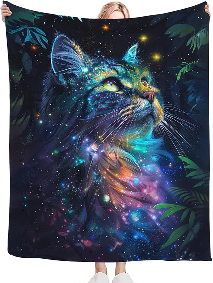 Tijuboni Cat Throw Blanket Cat Gifts for Girls Boys Women Men Kids Adults Soft Flannel Fleece Blanket for Couch Sofa Bed Home Decor 60"x80"
