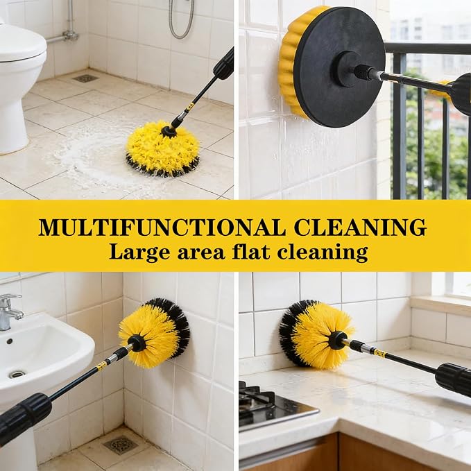 18Pack Drill Brush Power Scrubber Cleaning Brush Extended Long Attachment Set All Purpose Drill Scrub Brushes Kit for Bathroom, Car Detailing, Carpet, Tile Grout, Sinks, Corners