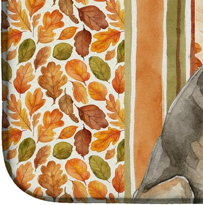 Caroline's Treasures Grizzle Saluki Heirloom Fall Dish Drying Mat Absorbent Dish Drying Mat Pad for Kitchen Counter Dish Drainer Mat for Countertop, 14 x 21", Multicolor