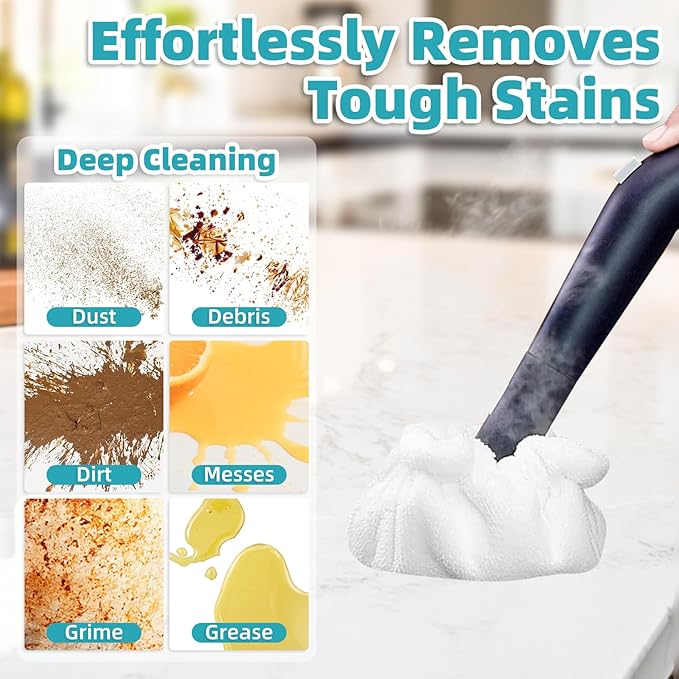 LOVECO Steam Cleaner Pads Compatible with Steam Cleaner McCulloch MC1385 & MC1375 (10x Triangle Microfiber Bonnets + 6X Replacement Microfiber Mop Pad + 1x Mesh Laundry Bag）