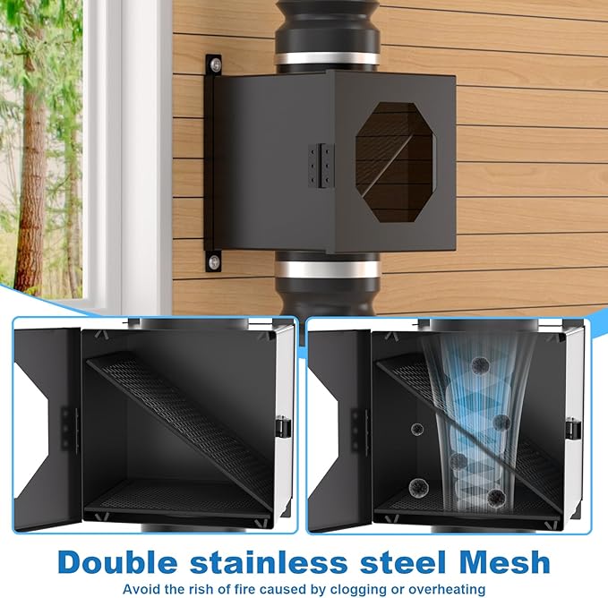 Dryer Lint Trap Indoor Vent Kit, 90 Degree Elbow Metal Lint Catcher Box with Vent Duct Hose Clamps, Sealing Tape, Cleaning Brush & Filter Screens, Space Saving Dryer Vent Connector Set