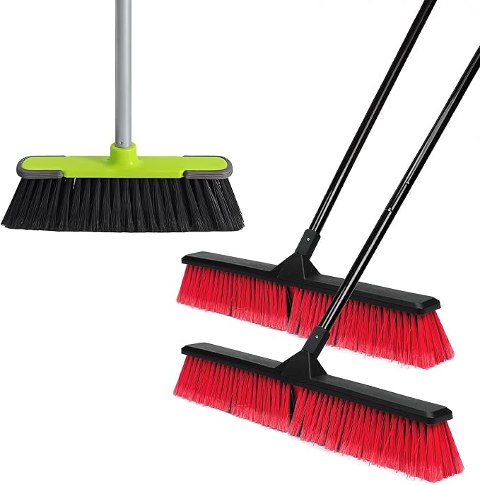 Indoor Broom and 2Pack 24-inches Push Broom Brush