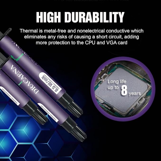 Dracaena.io 10 Pack of 4g Carbon-Based Thermal Paste, High-Performance Compound for CPUs, Consoles, GPUs, Laptops. Thermal Interface Material-CT9, High Conductivity, Long Durability, Non-Conductive
