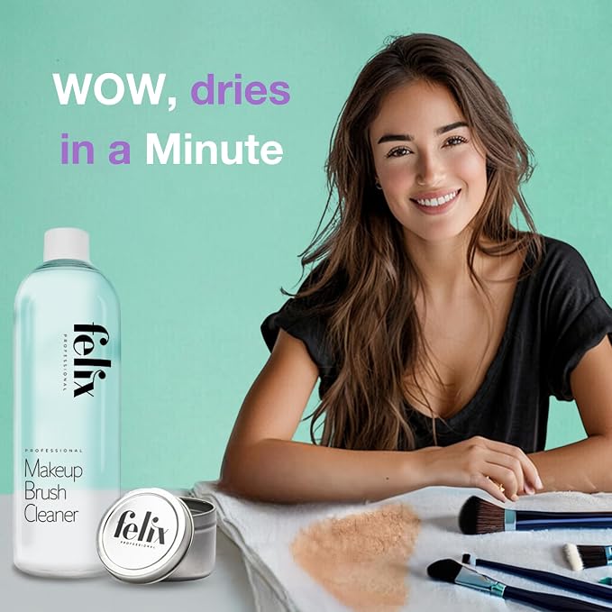 Makeup Brush Cleaner - Deep clean Rinse Free Quick Dry - Ideal for Cleaning and Odorizing Natural and Synthetic Make-up Brushes (16 fl oz)