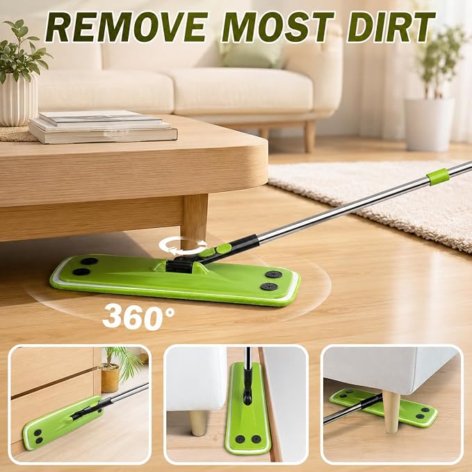 Flat Mops for Floor Cleaning with Long Handle, Small Dry Mops, Home Floor Cleaning Mop Tool for Wood/Tile/Laminate/Marble-49 Inch