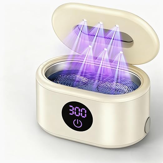 Miorcols Ultrasonic Jewelry Cleaner Machine, 20oz Ultrasonic Cleaner Ultrasonic Machine with Digital LED Display, SUS304 Tank for Jewelry, Eyeglasses, Watches, Dentures, Retainers & More - Off-White